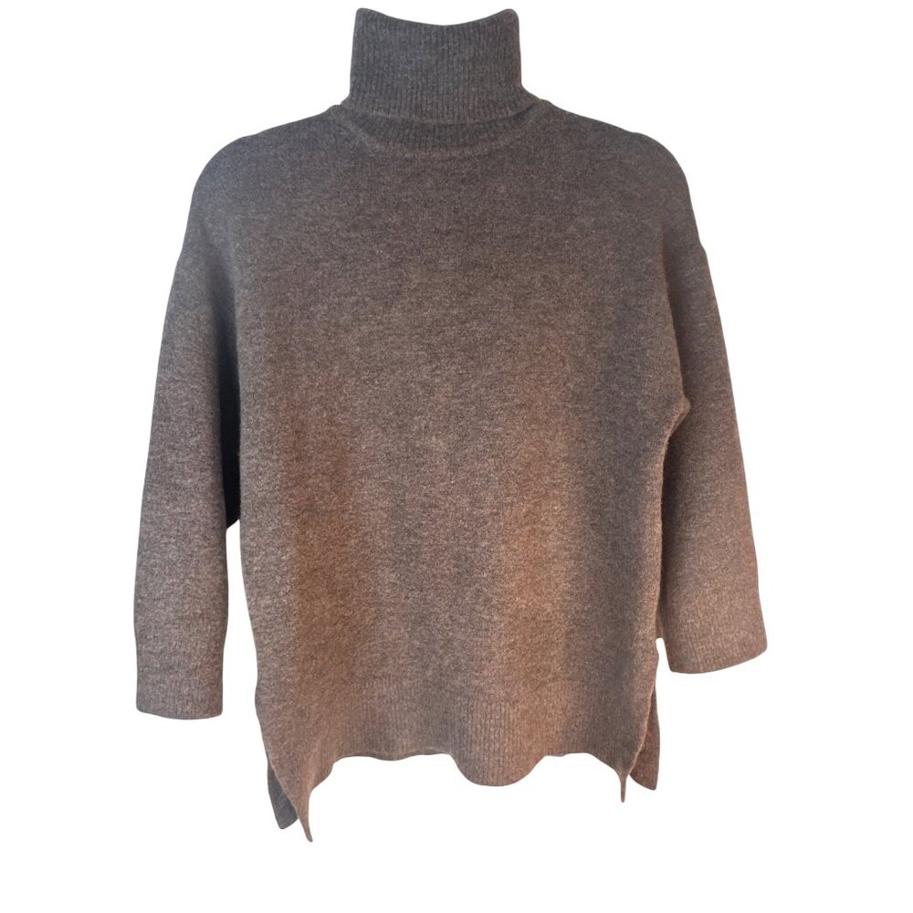 ZARA Brown Turtleneck Sweater Small Acrylic/Wool Blend Dolman Sleeve